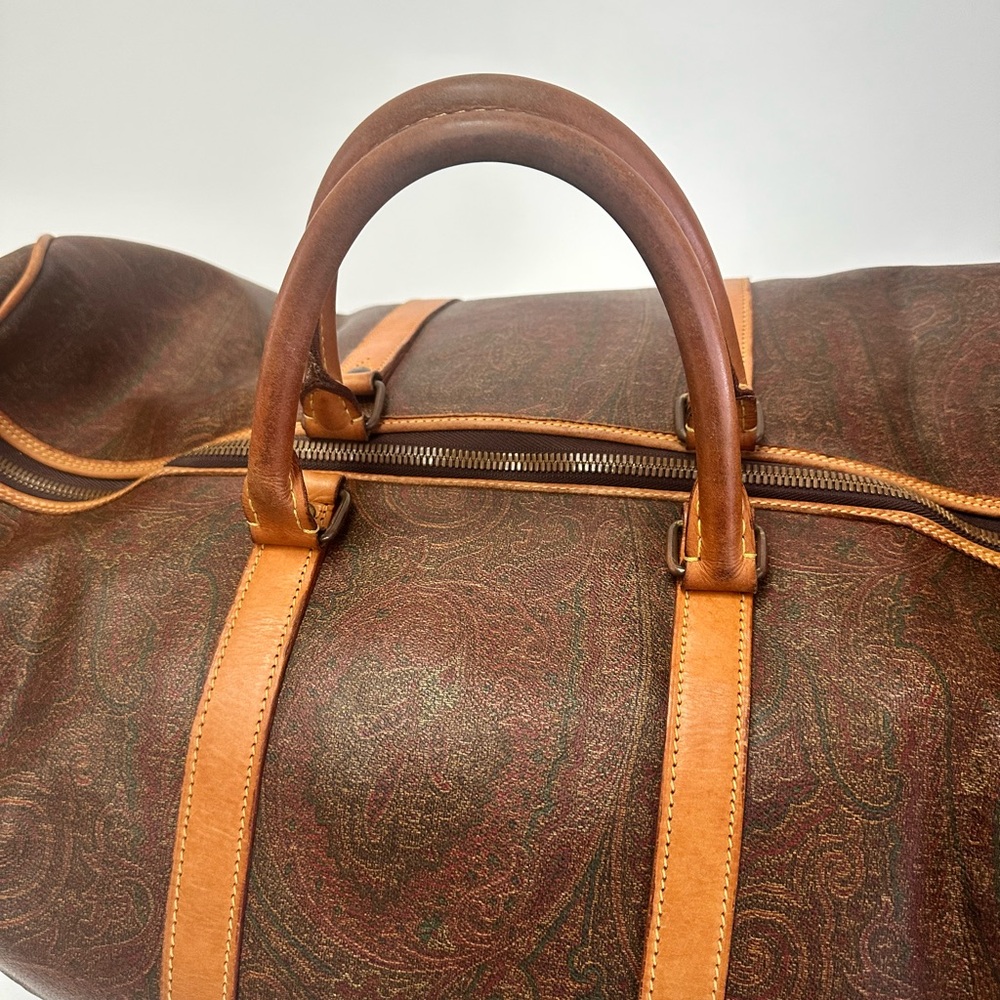 ETRO Milano Paisley Large Weekender Travel Duffel Bag with Crossbody Strap - Picture 6 of 14